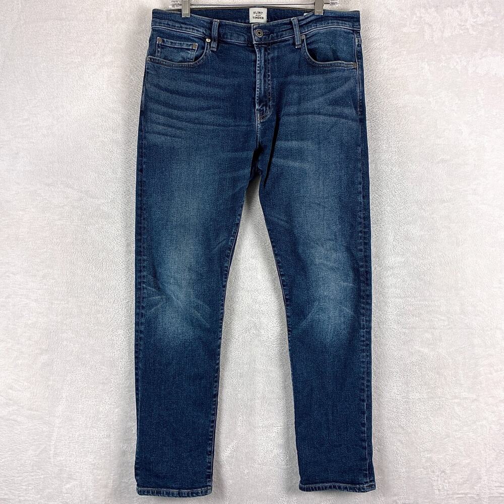 Flint and Tinder Jeans Mens 33x30 Faded Whiskered Slim Fit Preppy Huckberry USA